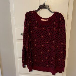 EVRI Burgundy Polka Dot Top